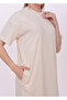 Women's Cream Casual Short Sleeve Summer Combed Cotton Dress / Sevde Ugur - 4