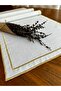 صف مزدوج من الكتان المطرز باللون الذهبي - 5