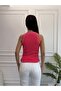 Women's Pink Halter Neck Ribbed Knitted Blouse - 6