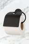 Black Wide Covered Toilet Napkin Holder / Long Towel Holder / Robe Hanger Bathroom Set - 4
