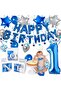 White One Boxed Blue 1st Birthday Foil Balloon Chain Birthday Set Happy Birthday Party Set - 3