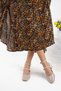 Women's Stylish Heeled Nude Patent Leather Shoes - 4