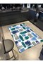 Woven Base with Blue Green Motif and Washable Carpet Miravip9430 - 2