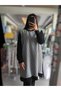 Houndstooth Pattern Single Jersey Compact Hooded Extra Long Tunic - 2