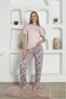 Short Sleeve Three Button Collar Printed Pink Color Floral Pajama Set