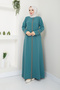 Stylish Quality Elegant Ferace WATER GREEN ABAYA PARDES with Stone Embroidery from Arm and Length - 2