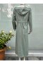 Ice Green Hood Detailed and Elastic Back Top Coat - 5