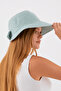 Bow Detailed Linen Bucket Women's Hat - 4