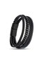 Onyx Natural Stone Leather Combination Bracelet 21cm |   316L Steel - Does Not Tarnish |   Gift Package - 2