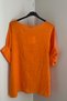 Women's Italian Orange Oversize Casual Blouse with Necklace Accessory - 2