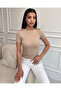 Women's Cream Crew Neck Epaulet Ribbed Knitted Blouse - 2