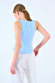 Women's Blue Medium Reverse Stitched Cotton Basic Undershirt - 2