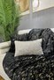 Rabbit Plush Gold Foil Printed Sofa Cover & Shawl - Black - 2