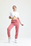Dusty Rose High Waist Jogger Sweatpants with Insert Pockets and Elastic Legs - 4