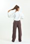 Brown High Waist Wide Leg Sweatpants - 5