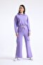 Lilac High Waist Side Pocket Wide Leg 100% Cotton Sweatpants