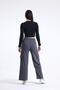 Anthracite High Waist Side Pocket Wide Leg 100% Cotton Sweatpants - 6