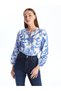 LCW - Women's Long Sleeve Blouse with Tie-Up Collar and Floral Print - 2