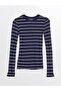 Lcw Crew Neck Striped Long Sleeve Women's Bodysuit