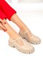 Beige Patent Leather Women's Loafer Shoes 18590 - 4