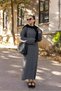 Women's Crew Neck Braided Knitwear Dress Anthracite Regular Fit - 3