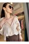 Beige Tensel Fabric Oversize Shirt - 4