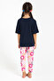 2800 Big Thanks Navy Blue Girls' Pajama Set - 5