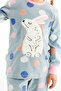 Rolypoly Rabbit Water Green Girl's Long Sleeve Pajama Set - 4