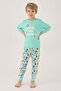 طقم بيجامة Rolypoly Shooting Star Green Boy بأكمام طويلة - 2