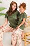 Cactus Khaki Women's Pajama Set - Crew Neck, Short Sleeve - 2