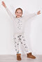 Love You More Than Beige Melange Girl's Long Sleeve Pajama Set - 3
