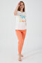 Rolypoly Think Happy Be Happy Cream Women's Short Sleeve Pajama Set