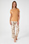 Vivid Color Light Brown Women's Short Sleeve Pajama Set - 2