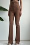 Extra High Waist Flared Leg Brown Tightening Fabric Trousers