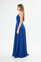 Blue Flexible Fabric Rope Strap Slit Detailed Long Evening Dress and Graduation Dress 582189 698 - 7