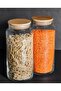 Gönül12 Pieces 1300ml Bamboo Vacuum Glass Jar with Lid - 3