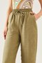 Women's Khaki Elastic Waist Ayrobin Summer Palazzo Trousers - 5