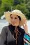 Beige Colored Flower Detailed Straw Hand Hat - RŞ-84 - 3