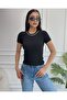 Women's Black Chain Ribbed Knitted Blouse