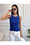 Cobalt blue Colorful Halter Neck Women's Knitted Blouse