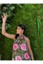 Women's Halter Neck Comfortable Cut Floral Rose Leopard Dress - 6