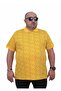 Men's Large Size Polo Neck Triangle Printed T-Shirt 24450 Yellow