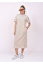 Women's Cream Casual Short Sleeve Summer Combed Cotton Dress / Sevde Ugur - 2