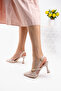 Women's Nude Patent Leather Pointed Toe Elegant and Comfortable: Classic Heeled Shoes - 3