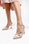 Women's Nude Patent Leather Pointed Toe Elegant and Comfortable: Classic Heeled Shoes - 5