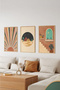 3 Piece 3D Poster Painting Set with Real Wood Frame