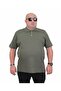 Large Size Men's Polo Collar T-Shirt - Leaf 24457 KHAKI