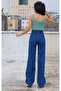 Jorde Women's Gray Stretch Fabric Baggy Wide-Leg Jeans Anthracite Denim Pants - 3