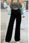 Black, Non-Fading Palazzo Jean Women's Wide-Leg High-Waist Power Lycra Pants