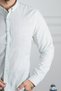 İnterview Sarar Goias Collar Buttoned Slim Fit Linen Green Ecru Shirt - 7